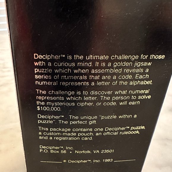 Vintage Decipher Jigsaw Puzzle, The $100,000 Puzzle, 2 Sided, 1st Edition, 1983 - Picture 10 of 10